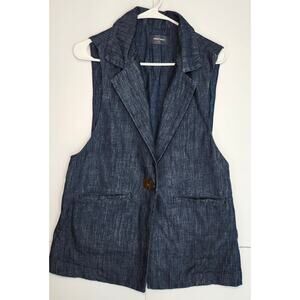 Marfino Women's Denim Collared & Buttoned Tunic Vest, Size XS